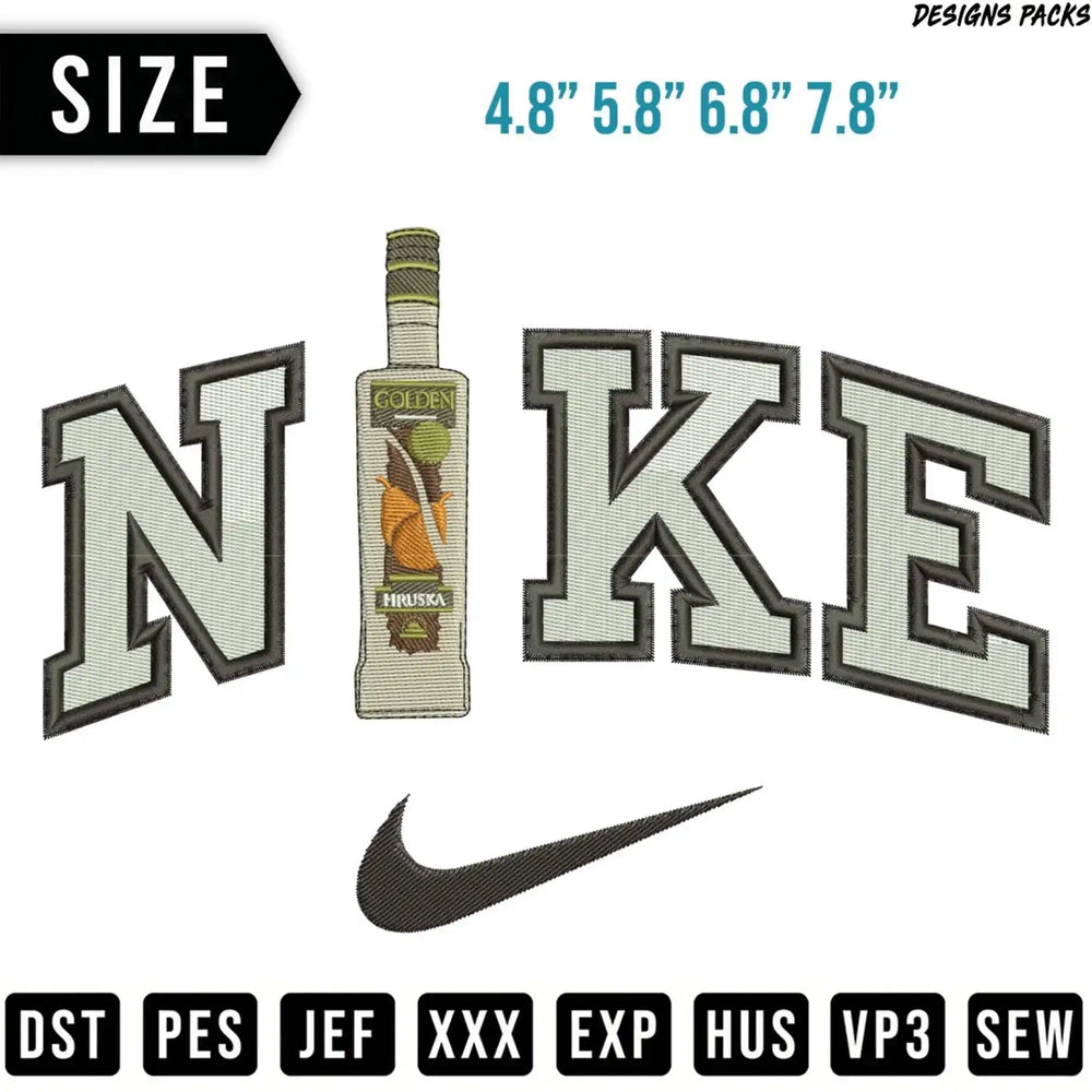 Nike logo with "Golden Hruska" text and size options.
