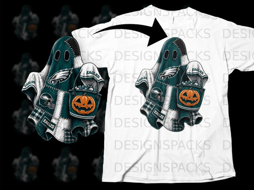 Philadelphia Eagles ghost graphic with pumpkin bucket