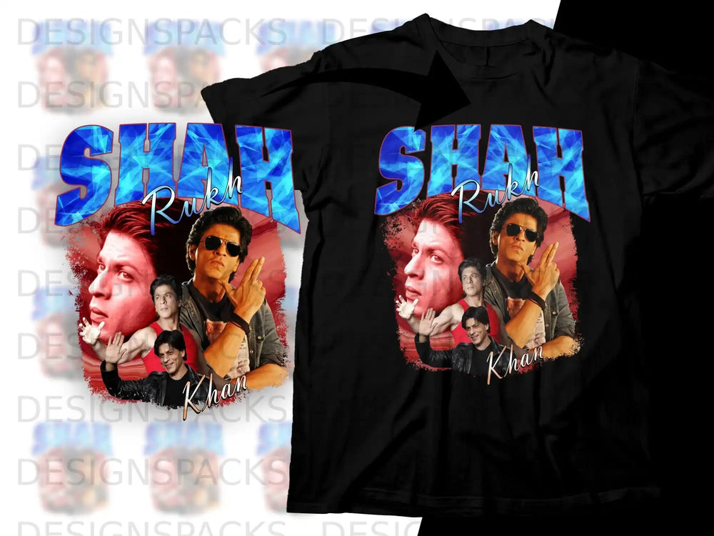 T-shirt with collage of Shah Rukh Khan in various poses.