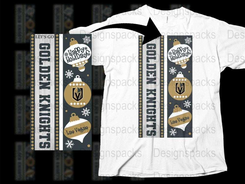 Las Vegas Golden Knights T-Shirt, Happy Holidays Design, NHL Fan Apparel, Winter Snowflake Motif
