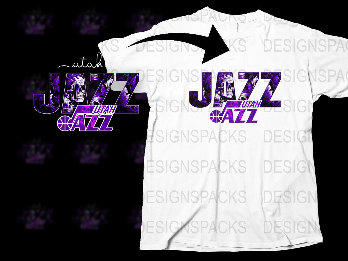 Utah Jazz Inspired T-Shirt, Purple and White Basketball Team Fan Apparel, Casual Sports Tee