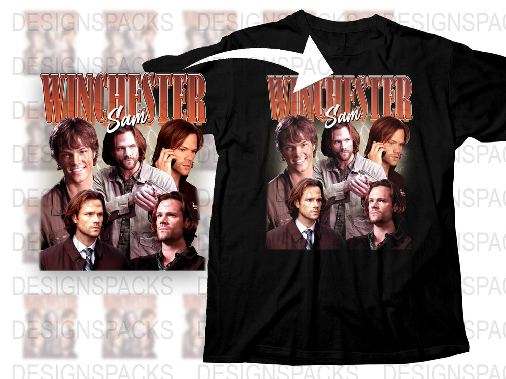 Winchester Sam Fan T-Shirt, Supernatural TV Show Inspired Tee, Multiple Poses Graphic Shirt, Unisex Clothing Gift