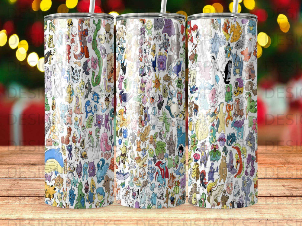 Tumbling abstract pattern of many colorful cartoon creatures.