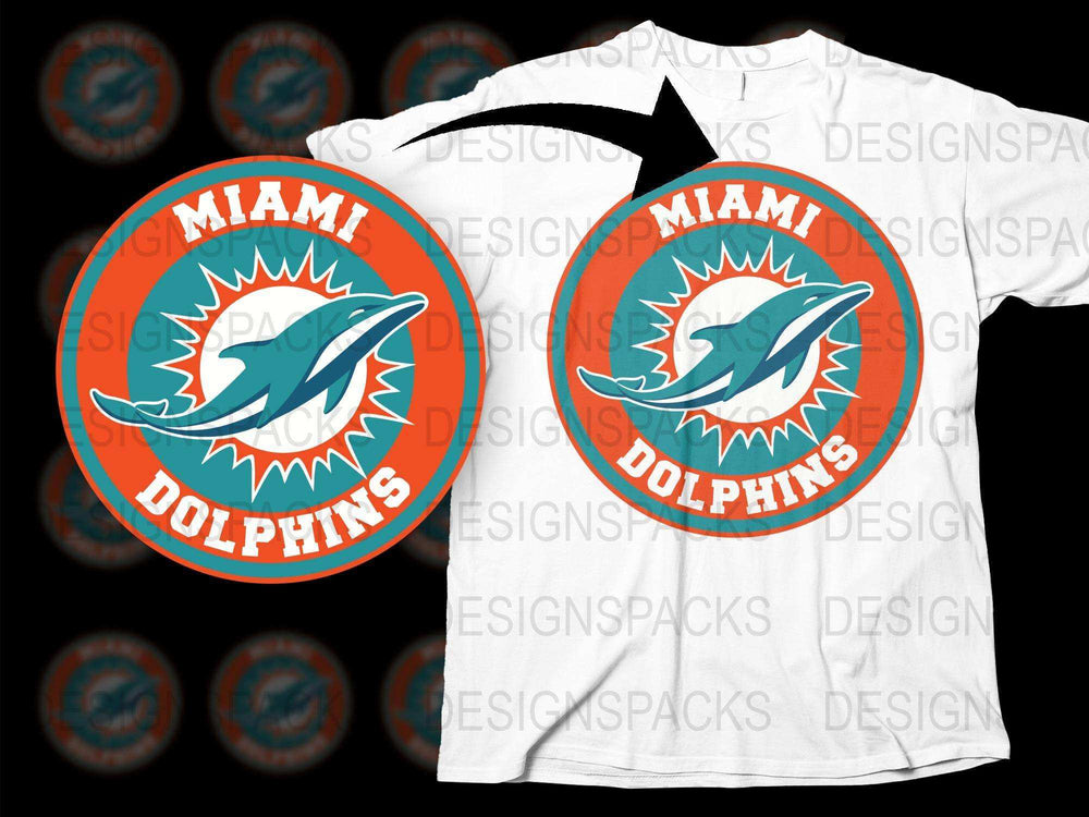 Miami Dolphins T-Shirt, NFL Team Logo Graphic Tee, Orange and White, Sports Fan Apparel