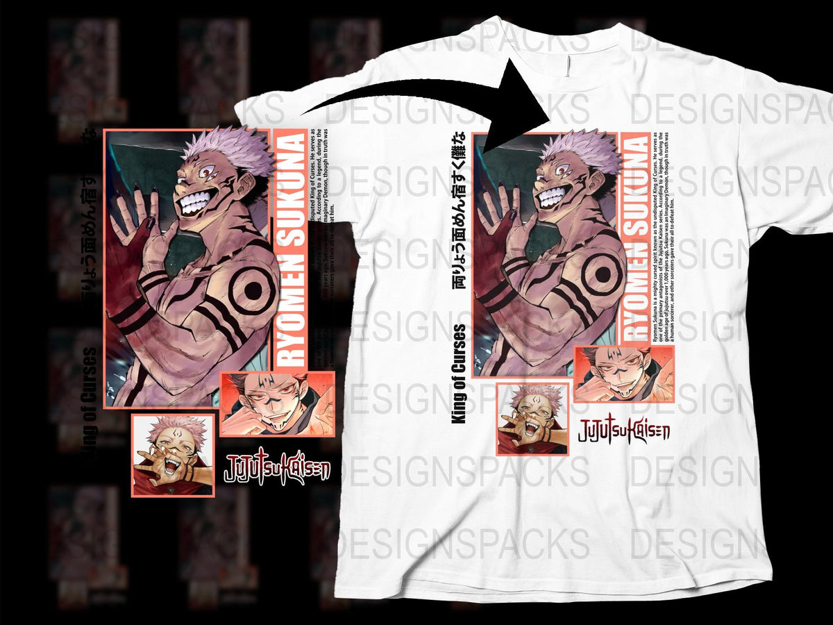 Jujutsu Kaisen Anime T-shirt, Sukuna Design, Unisex Graphic Tee, White Manga Shirt