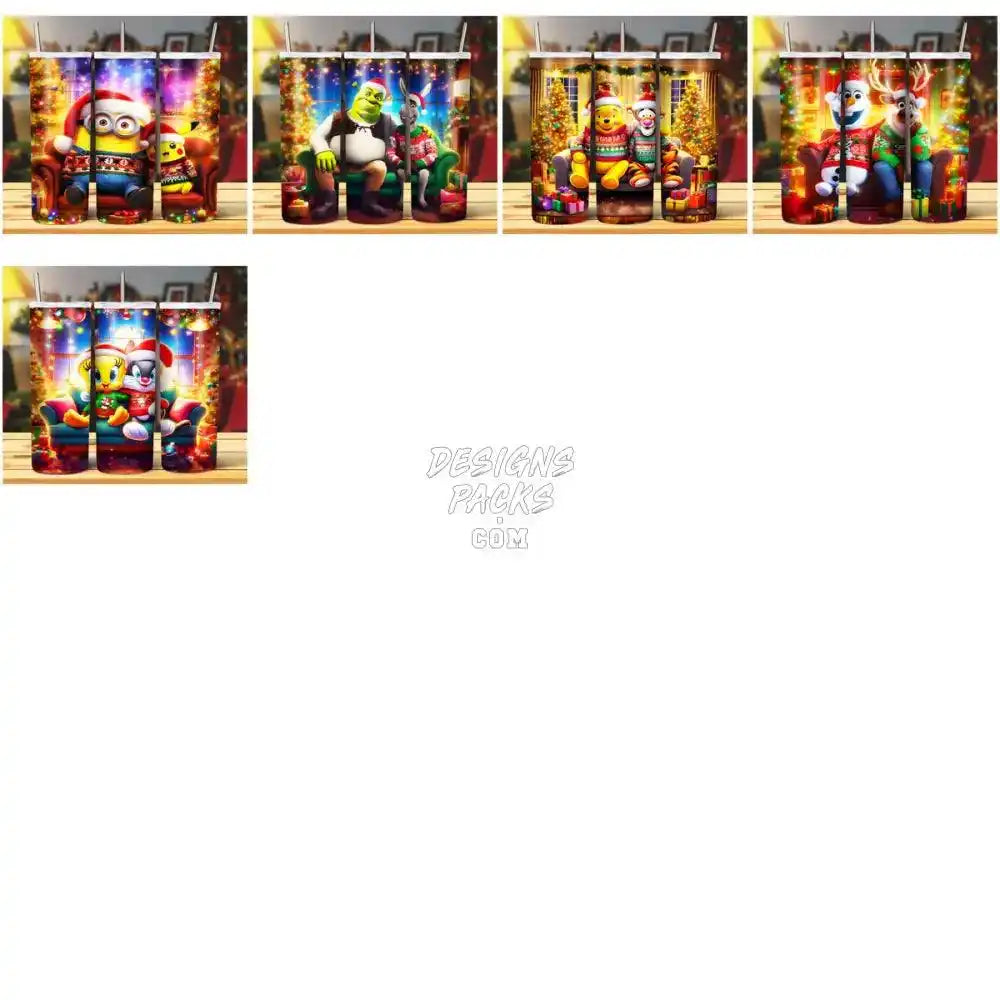 37 Christmas Cartoon Duo Mix Tumbler Wrap Bundle Jpg