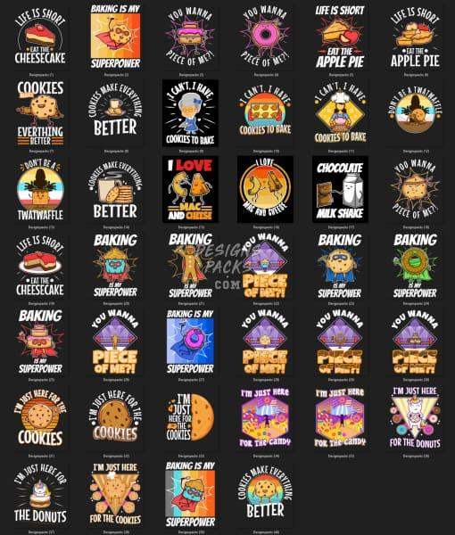 37 Food Baking Designs Bundle PNG designspacks