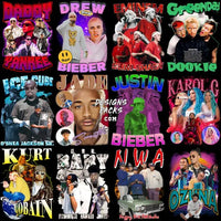 Load image into Gallery viewer, 37 Music Stars Mix Bootleg Designs Bundle Png
