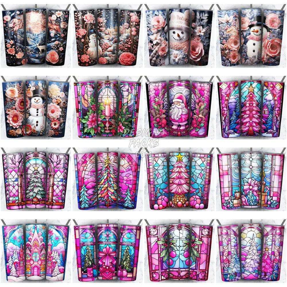 37 Pink Christmas Tumbler Wrap Bundle Jpg