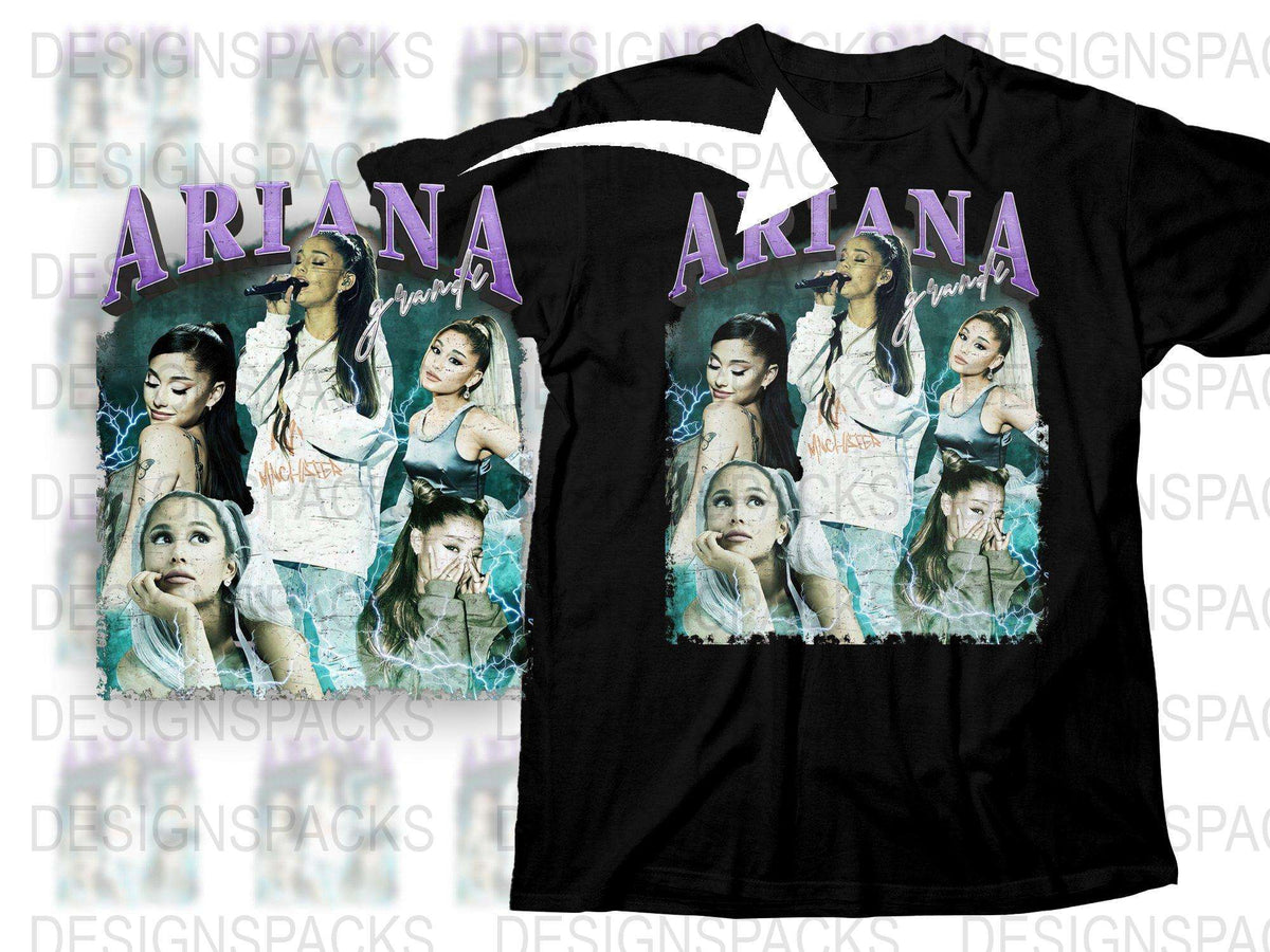 Ariana Inspired Graphic T-Shirt, Vintage Pop Singer Tee, Fan Merchandise, Multiple Poses Design, Black Color, Unisex Fit