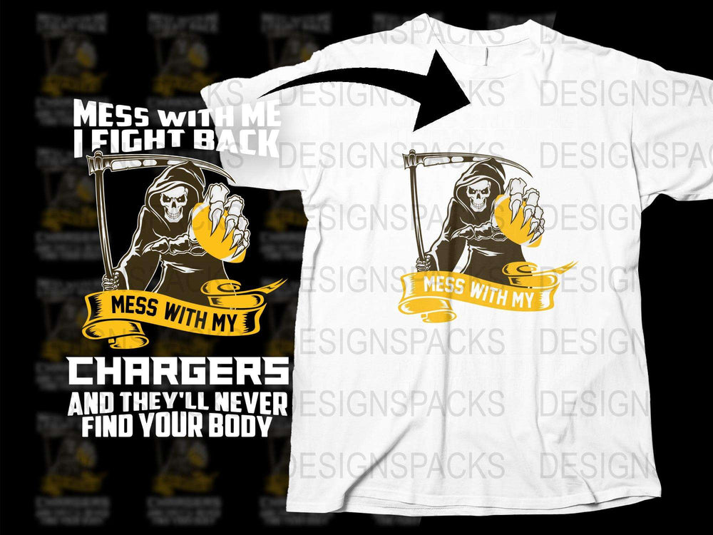 Skeleton Graphic T-Shirt, Mess With My Chargers Quote, Funny Skull Tee, Unique Bold Design, Unisex Cotton Shirt, Gift Idea