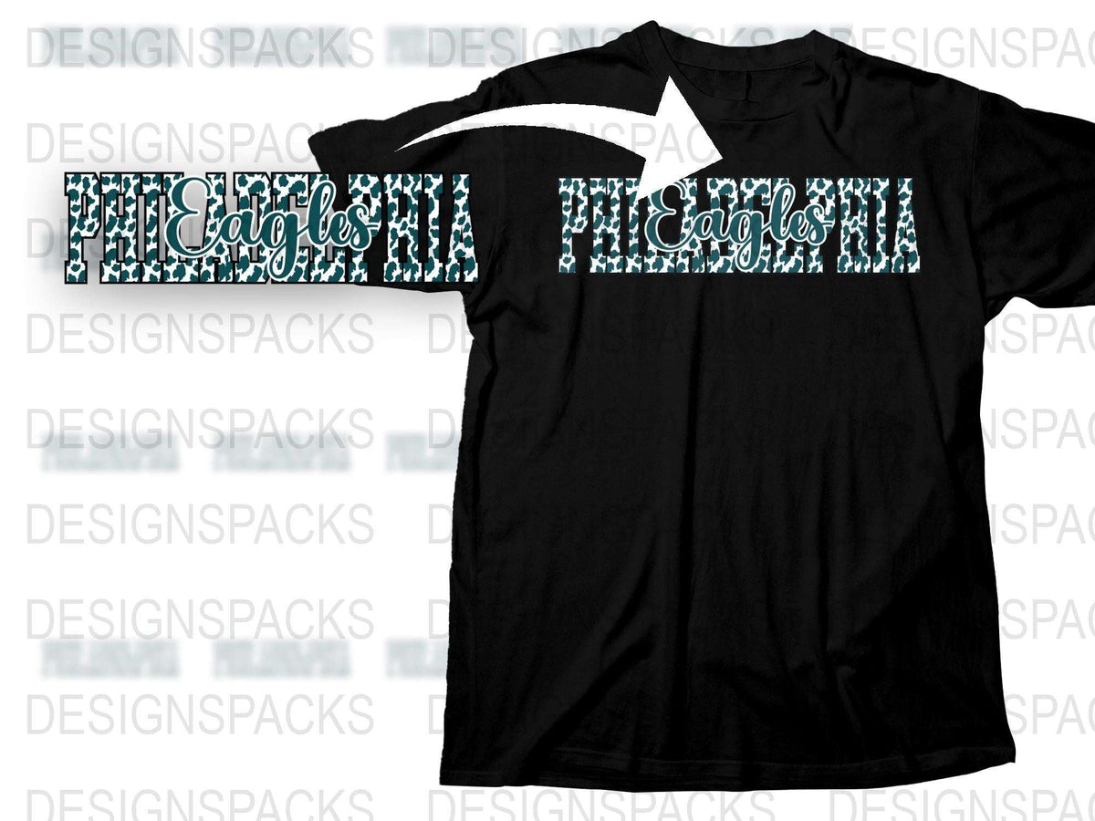 Custom Eagles Graphic T-Shirt, Black Sports Team Tee, Stylish Fan Apparel, Trendy Football Shirt Design