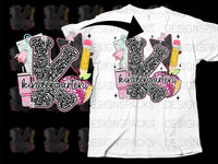 Kindergarten Teacher T-Shirt, Colorful Pencil Leopard Print, Personalized K Initial Top, Gift for Teachers