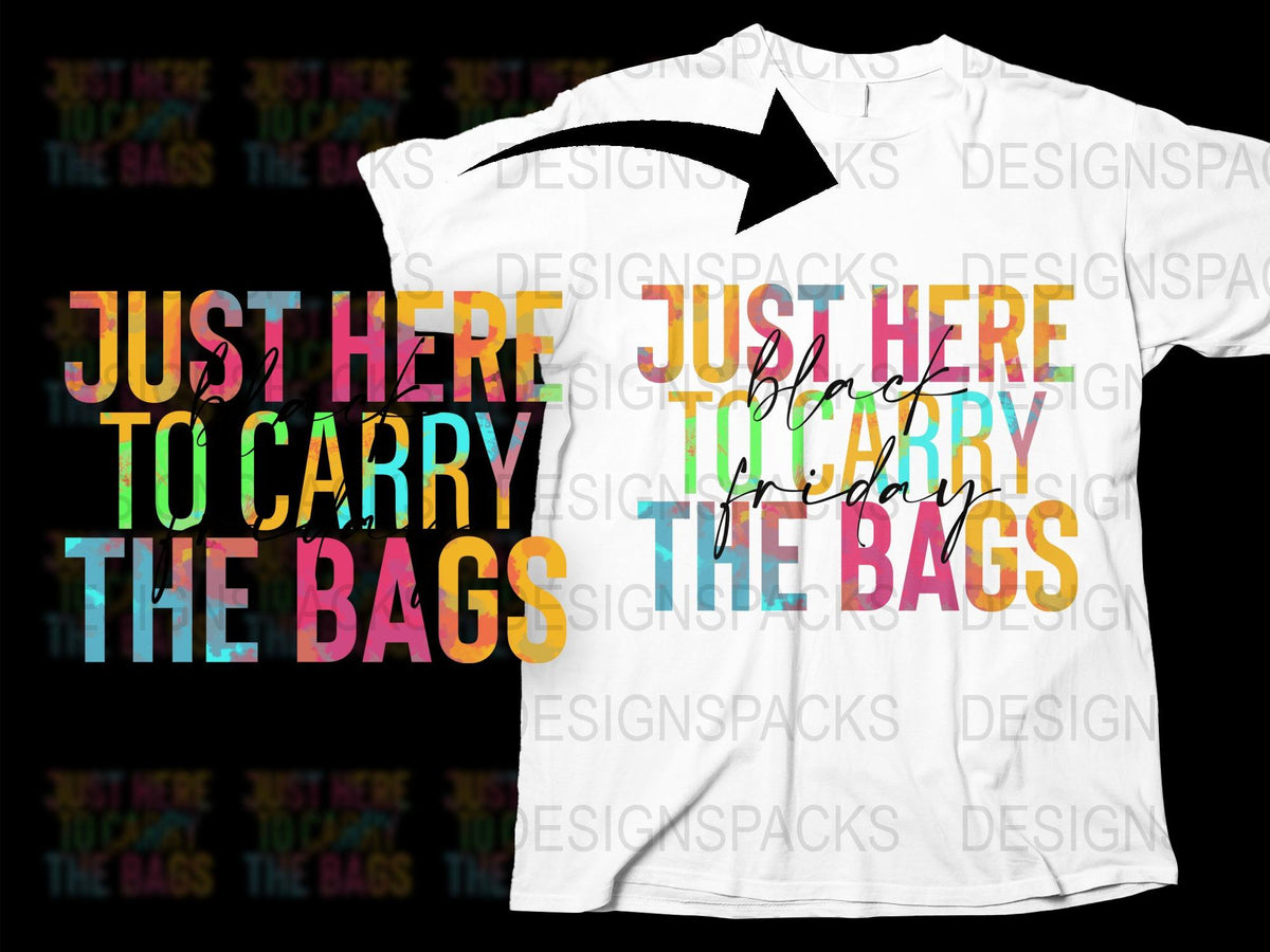 Colorful Just Here to Carry the Bags T-Shirt, Fun Vacation Outfit, Family Trip Tee, Casual Summer Top