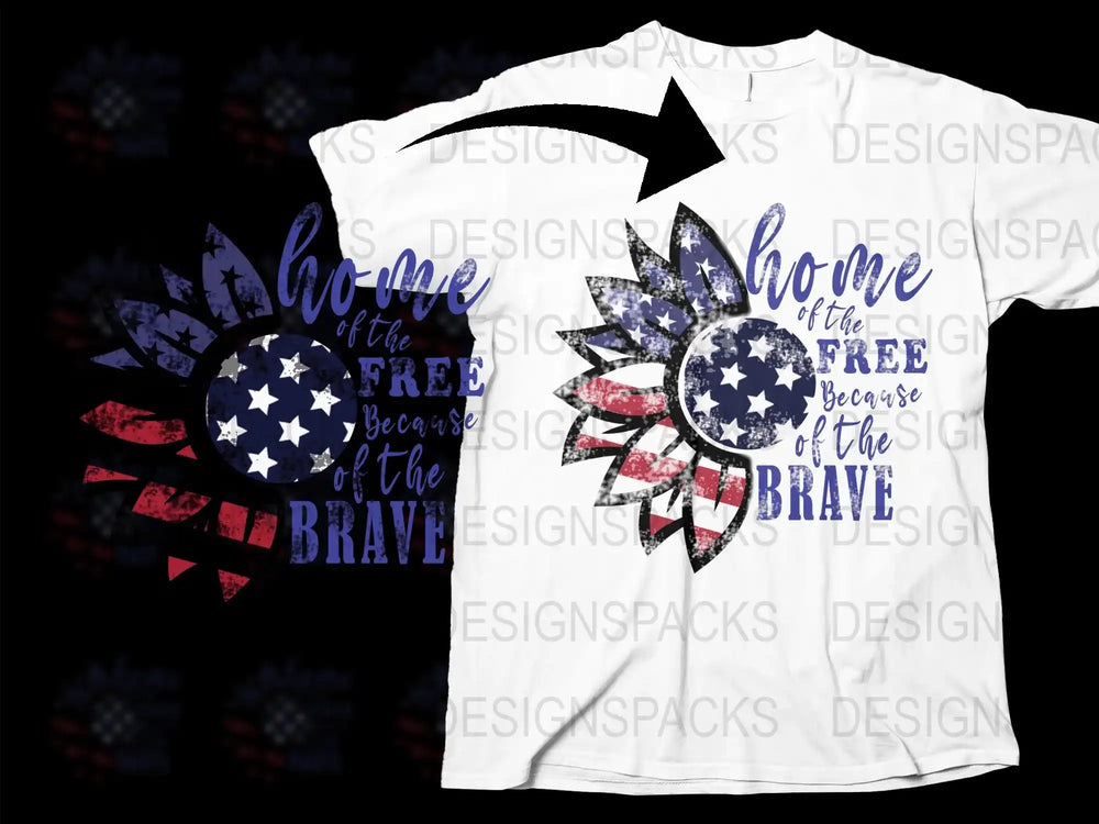 Patriotic T-Shirt, Home of the Free USA Flag Design, Fourth of July Summer Tee