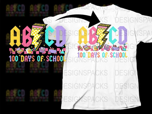 100 Days of School T-Shirt, Colorful ABC Teacher Shirt, Festive Educator Apparel, Casual Unisex Graphic Tee