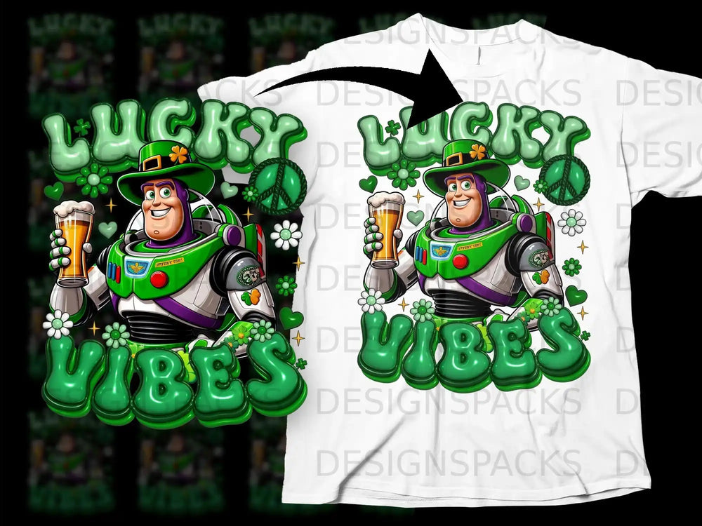 Lucky Vibes Buzz Lightyear St Patricks Day Beer Leprechaun product type