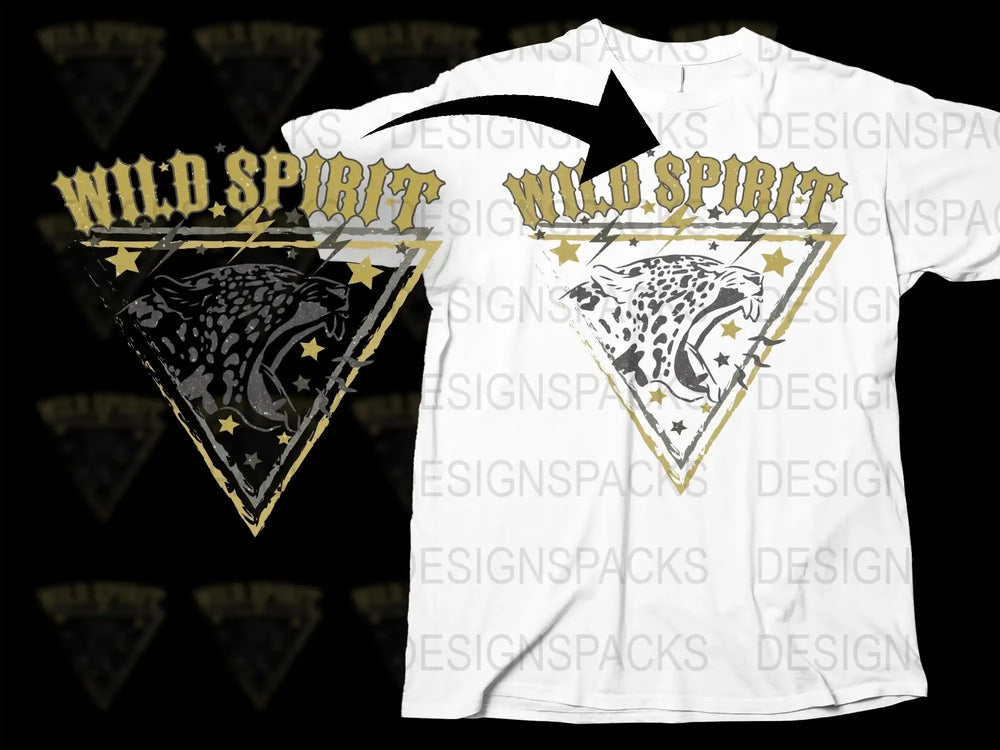 Wild Spirit Leopard Print Graphic T-Shirt, Trendy Animal Design Tee, Star Motif Casual Fashion Top for Men and Women