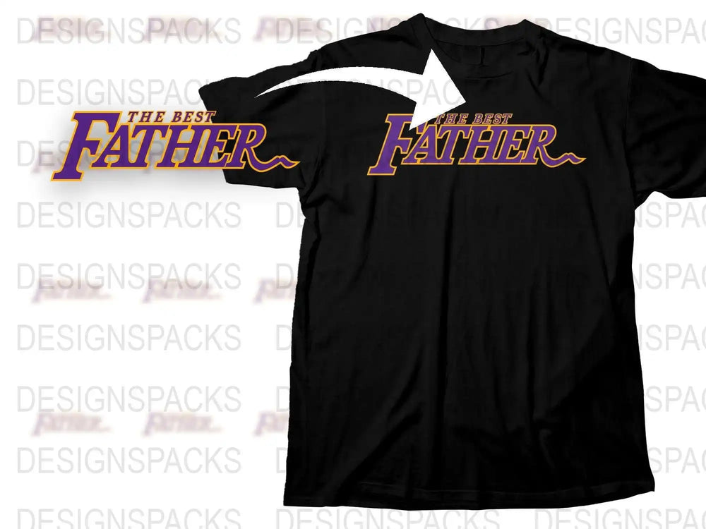 Best Father T-Shirt, Black Tee for Dads, Unique Purple and Yellow Text, Father's Day Gift, Casual Men's Apparel