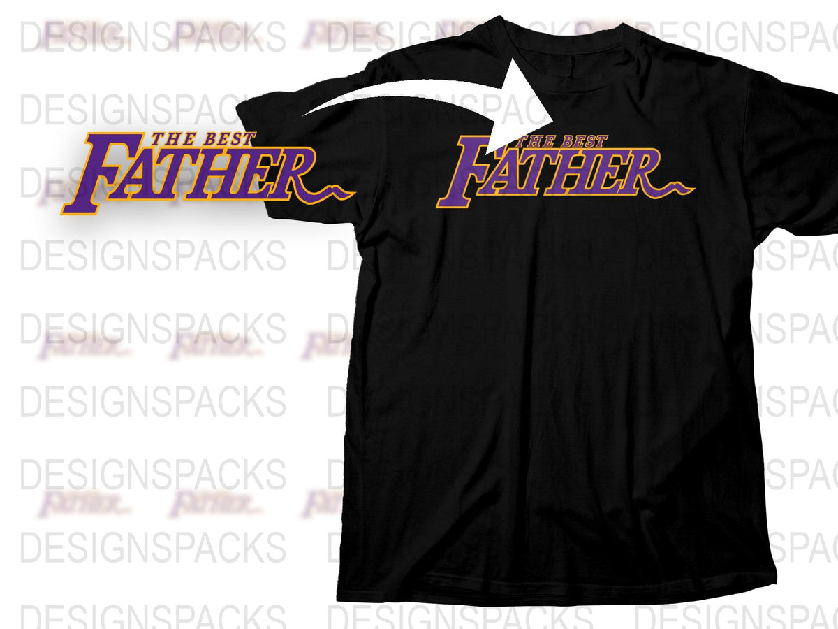 Best Father T-Shirt, Black Tee for Dads, Unique Purple and Yellow Text, Father's Day Gift, Casual Men's Apparel