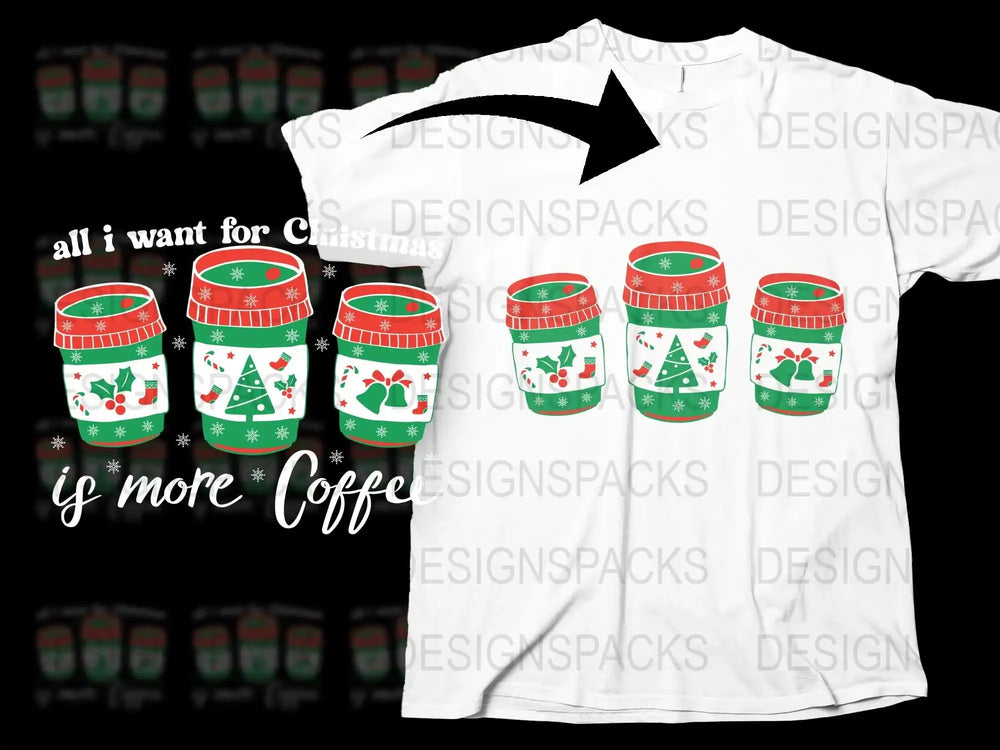 Festive Christmas Coffee T-Shirt, Holiday Latte Lover Tee, Fun Winter Apparel, Unique Gift Idea for Coffee Fans