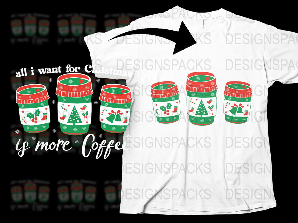 Festive Christmas Coffee T-Shirt, Holiday Latte Lover Tee, Fun Winter Apparel, Unique Gift Idea for Coffee Fans