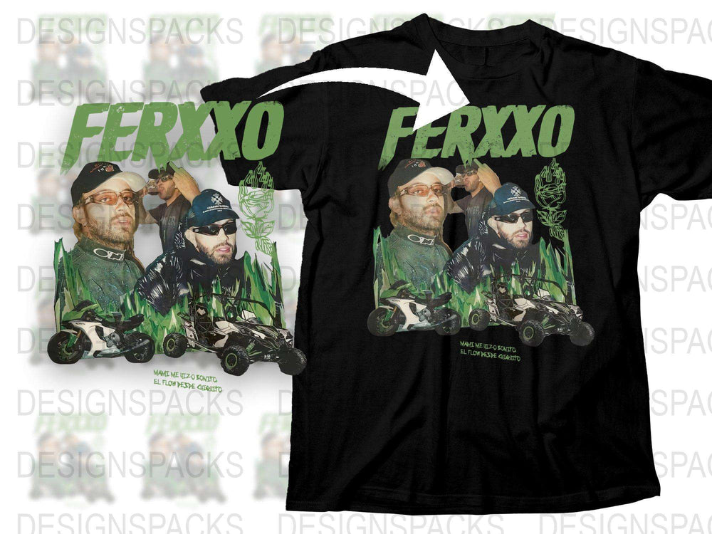 FERXXO Themed T-Shirt, Urban Style Graphic Tee, Men's Fashion, Streetwear Top, Bold Green and Black Design, Casual Wear