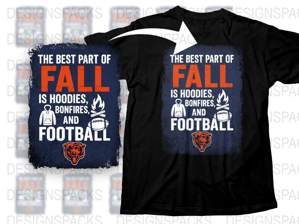 Fall Season Hoodie and T-Shirt Set, Best Part of Fall, Football and Bonfires Graphic Tee