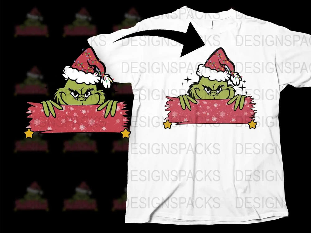 Christmas Grinch T-Shirt, Funny Holiday Tee, Santa Hat, Festive Graphic Shirt