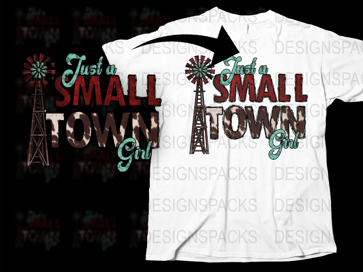 Small Town Girl T-Shirt, Vintage Windmill Graphic Tee, Retro Style Casual Top