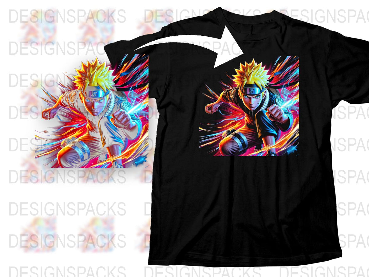 Anime Inspired T-Shirt, Colorful Graphic Tee, Men's Women's Casual Streetwear, Vibrant Ninja Design Shirt