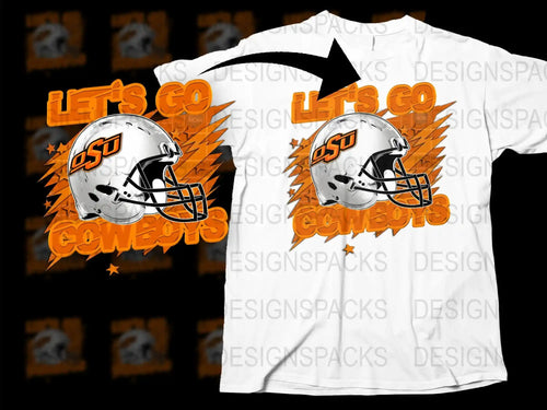 OSU Cowboys Football T-Shirt, College Sports Fan Apparel, Orange and White Graphic Tee, Game Day Outfit