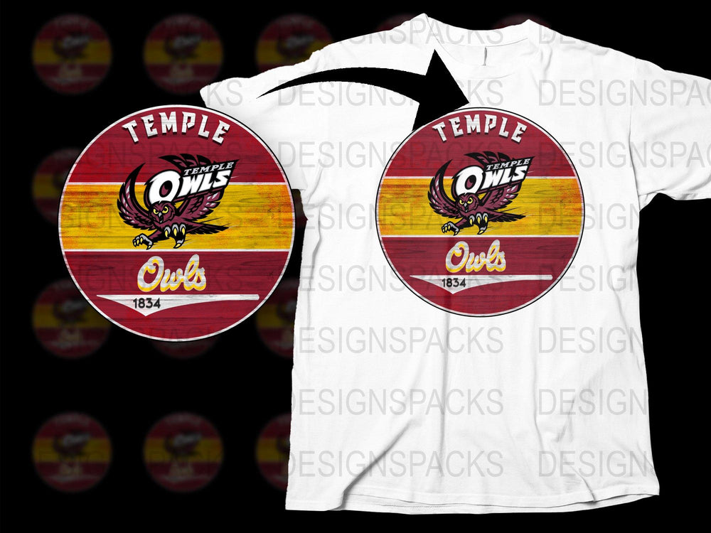 Temple Owls T-Shirt, Vintage College Logo, Red and White Sports Tee, Unisex Graphic Shirt 1834