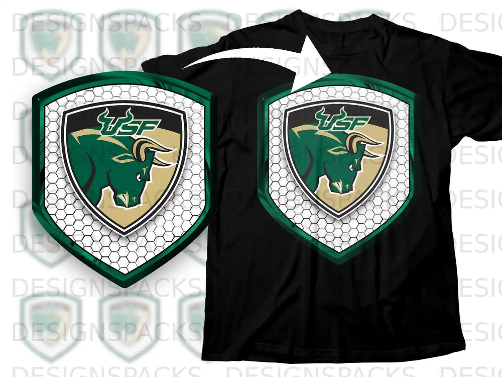 USF Bulls Logo with Honeycomb Background T-shirt