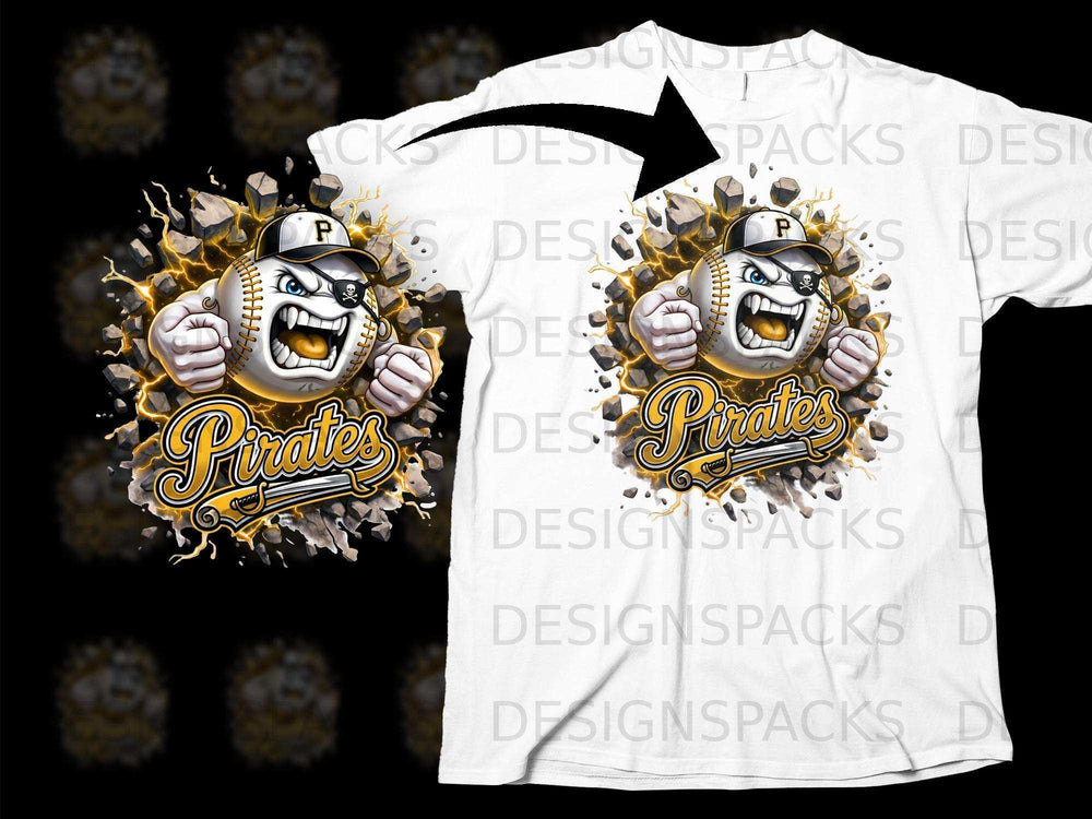 Fierce Pirate Baseball Mascot Graphic T-Shirt Product
