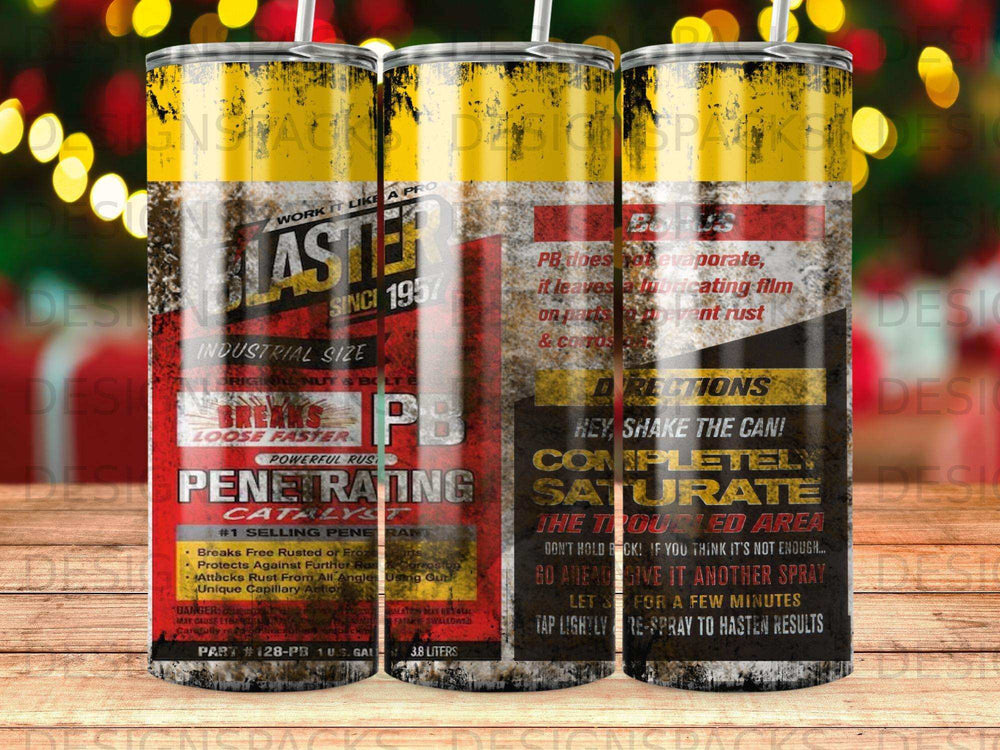 Can of PB penetrating lubricant with instructions for use and "PENE RATING" text.