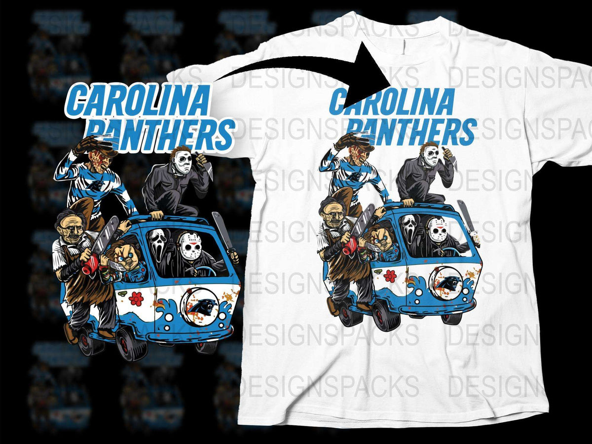 Carolina Panthers Themed T-Shirt, Unique Pirate and Bear Graphic Tee, Sport Fan Apparel