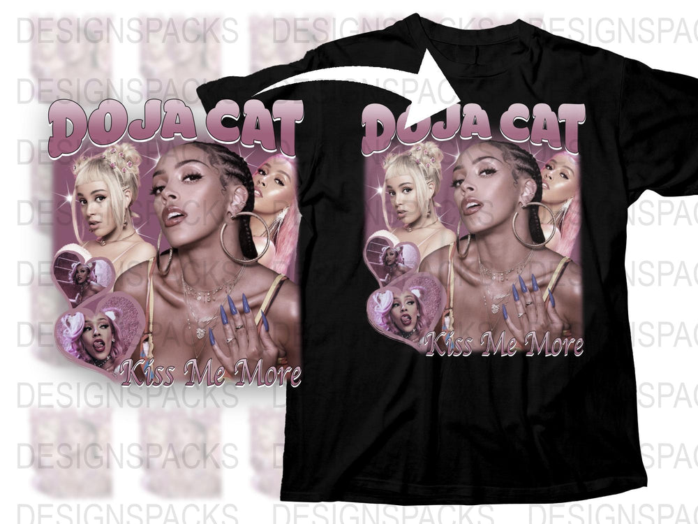 Doja Cat Kiss Me More Graphic T-Shirt, Pink Aesthetic, Music Fan Merchandise, Women's Fashion Top, Trendy Pop Culture Apparel