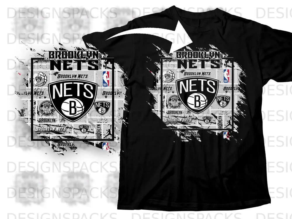 Brooklyn Nets Graphic Design Black T-Shirt