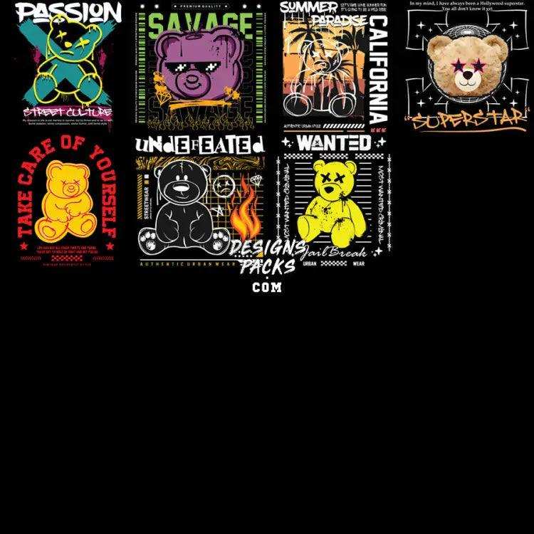 38 Good Vibes Teedy Bear Street Wear Designs Bundle Png Eps