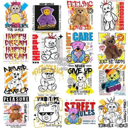 38 Good Vibes Teedy Bear Street Wear Designs Bundle Png Eps