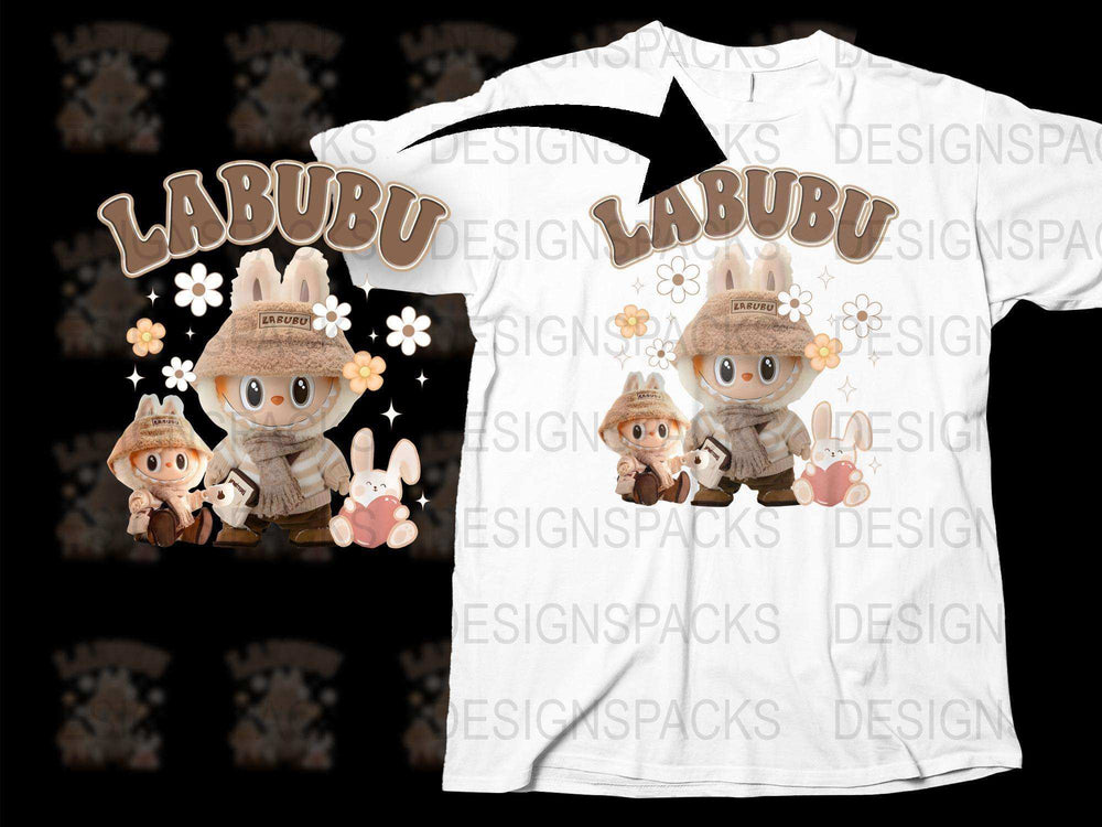 Cute Labubu T-Shirt, Kawaii Cartoon Character Tee, Unisex Kids and Adults Apparel