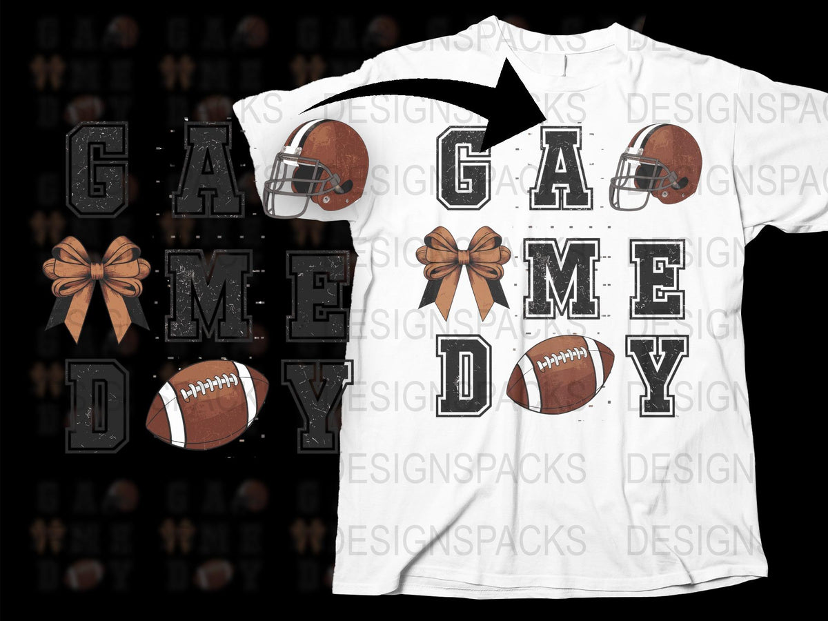 Game Day Football T-Shirt with Helmet and Ball Design, Sports Fan Apparel, Unisex White Graphic Tee