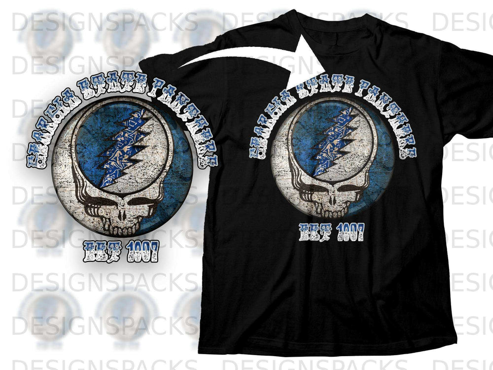 Black Grateful Dead Skull and Lightning Bolt Shirt