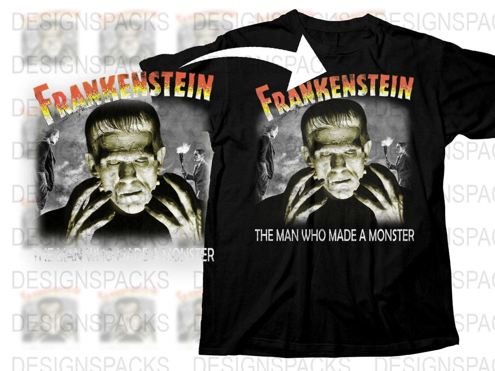 Frankenstein Movie Poster T-Shirt, Vintage Horror Film Graphic Tee, Classic Monster Movie Fan Apparel