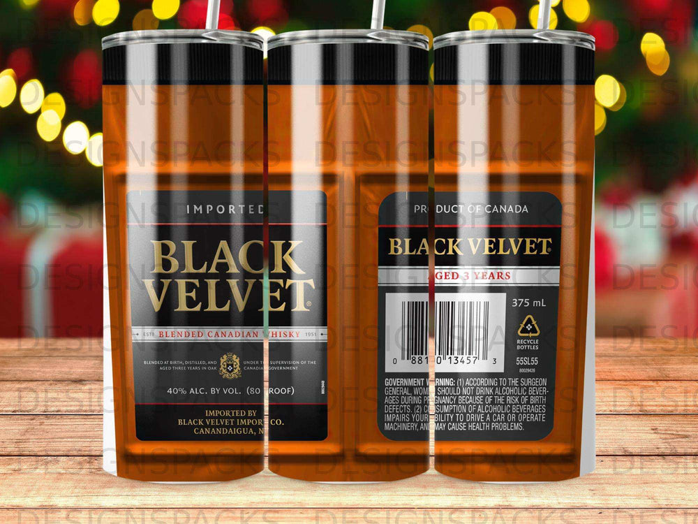 Black Velvet 375ml blended Canadian whisky bottle with text and branding.