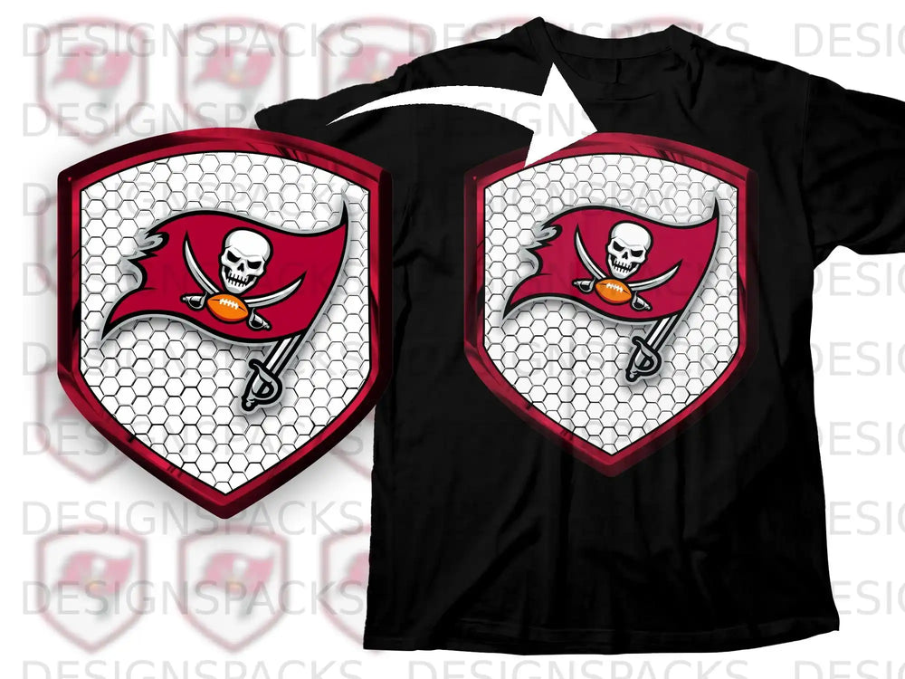 Buccaneers Skull and Crossed Swords Shield T-Shirt