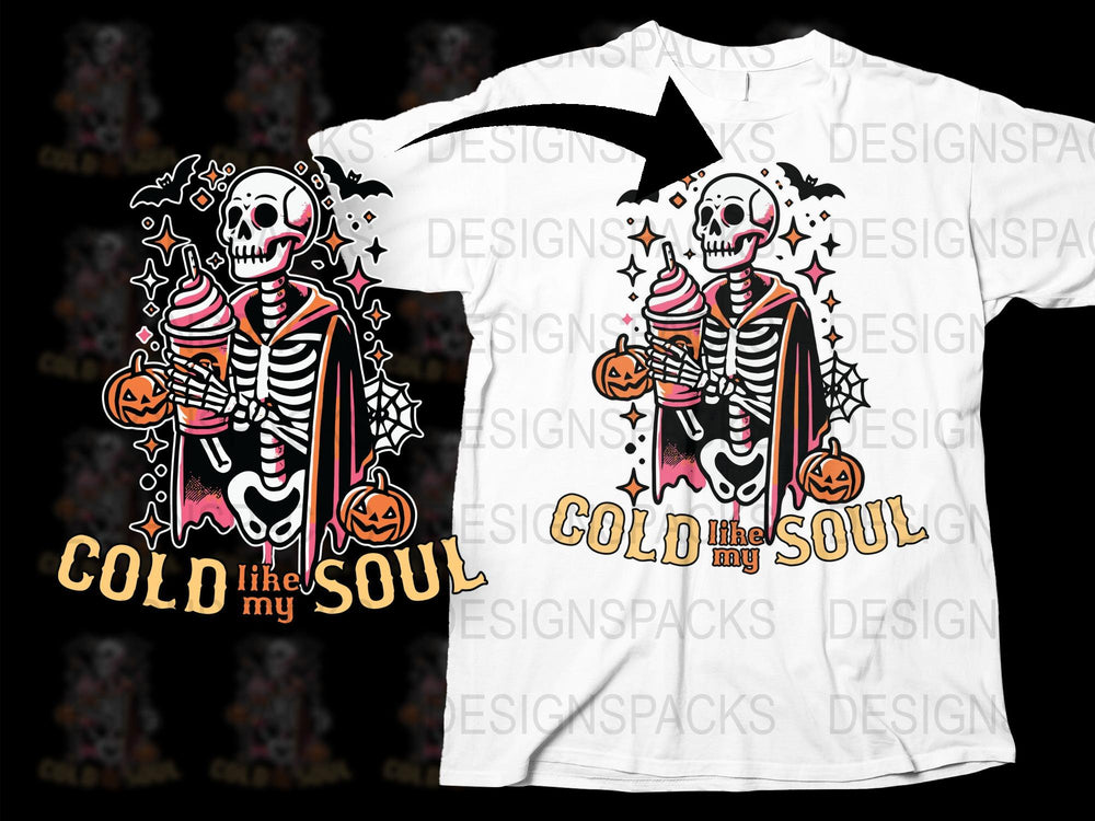Skeleton Ice Cream T-Shirt, Halloween Graphic Tee, Cold Soul Funny Shirt, Unique Spooky Apparel