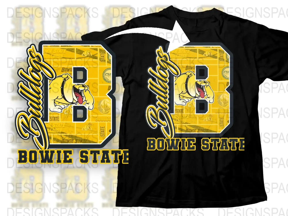 Bowie State Bulldogs T-Shirt, Yellow Black Graphic Tee, College Logo Apparel, Unisex Cotton Shirt