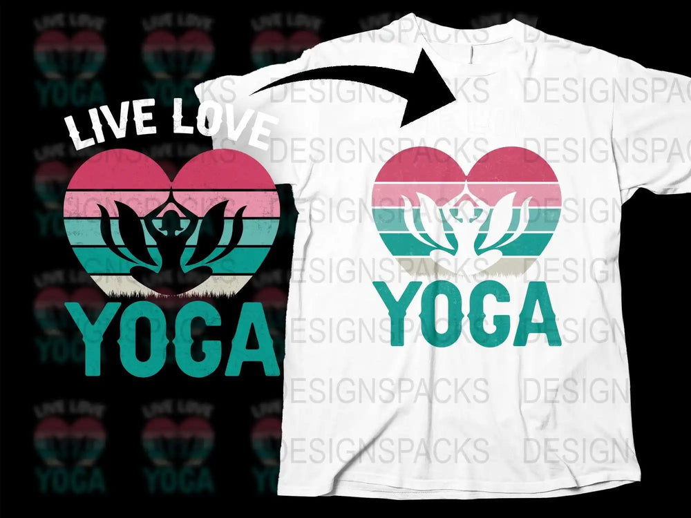 Live Love Yoga T-Shirt, Meditation Graphic Tee, Lotus Heart Yoga Top, Unique Yoga Gift, Women's Yoga Shirt, Spiritual Apparel